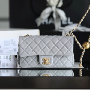 原單高仿Chanel金球包CF系列小羊皮灰色免檢版
