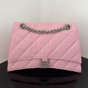 高仿Balenciaga*Crush系列衍縫線小牛皮粉色M