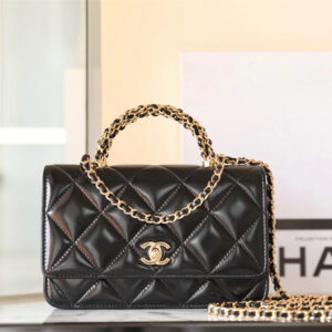 高仿Chanel*24B系列AS4166小羊皮郵差包黑色免檢版