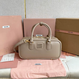 高仿miumiu繆繆*5BB148保齡球包袋灰褐色免檢版