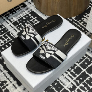 高仿Dior*Evolution系列KCQ145套腳一體平底拖鞋蝴蝶刺繡免檢版