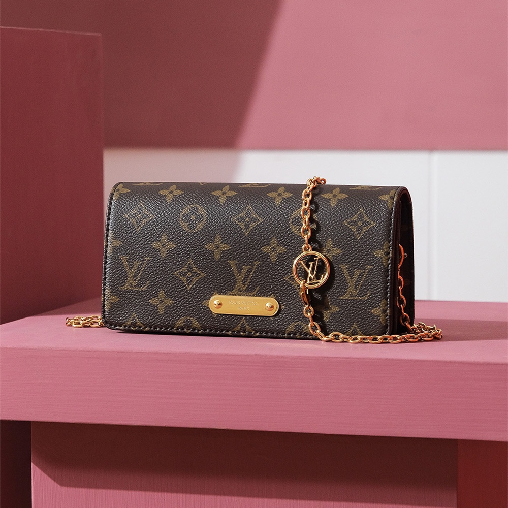 原單高仿LV鏈條手拿包經典老花系列免檢版 - Image 4