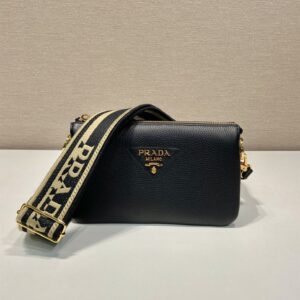 高仿Prada單肩三層包1BH194黑色免檢版