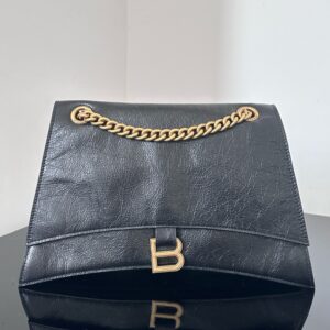 高仿BalenciagaCrush系列爆裂紋小牛皮黑金S