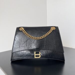 高仿BalenciagaCrush系列單肩包黑金S