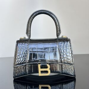 高仿BalenciagaHourglass系列鱷魚皮沙漏包XS
