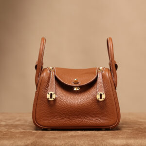 原單全鋼HermesLindy單肩包系列棕色金扣