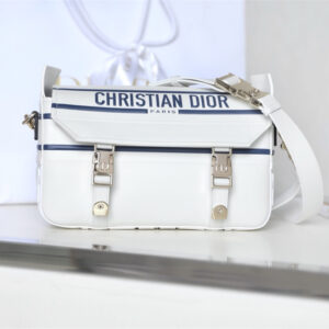 高仿DiorCamp系列郵差包小號白色免檢版