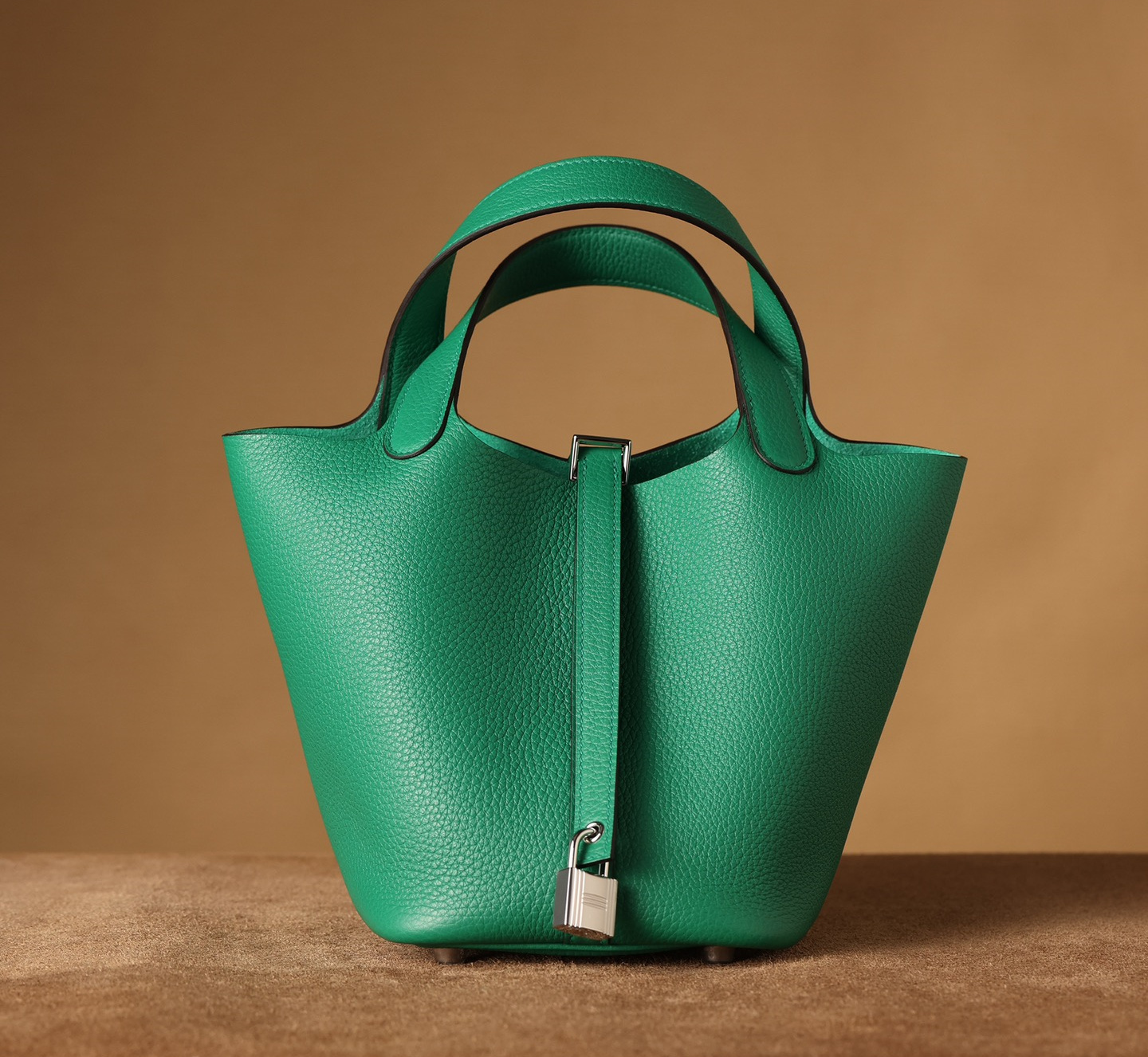 頂級原單Hermes高仿包包PicotinLock系列絲絨綠銀扣 - Image 4