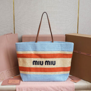 高仿miumiu*5BG228拼色LOGO手提包拼藍色免檢版
