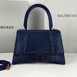 高仿Balenciaga*Hourglass系列沙漏包滿鑽深藍色S