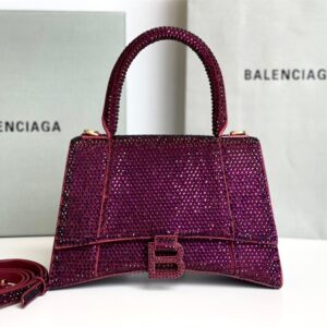 高仿Balenciaga*Hourglass系列沙漏包滿鑽紫色S