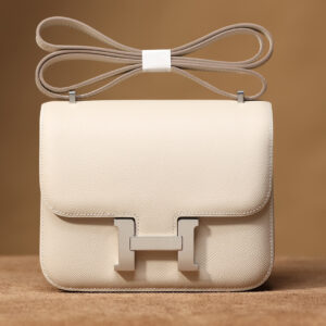 原單高仿Hermes包包Constance系列奶昔白銀扣