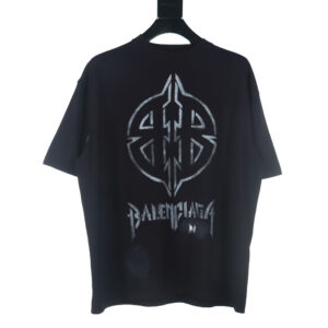 高仿Balenciaga*SS24系列790375裂紋印花T恤黑色