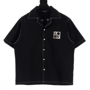 高仿LV*FW24系列1AFWTU字母刺繡襯衫黑色