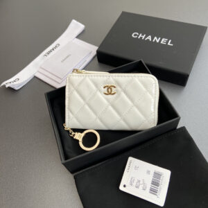 高仿Chanel*AP0221零錢包白色漆皮金扣免檢版