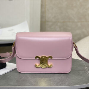 高仿Celine*Triomphe系列手袋188423櫻花粉免檢版