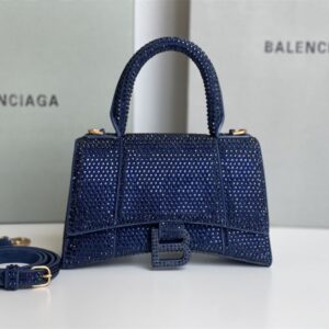 高仿Balenciaga*Hourglass系列沙漏包滿鑽深藍色XS