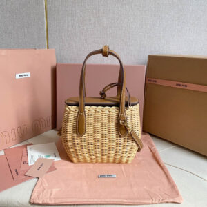 高仿miumiu繆繆*5BA222柳條皮革手提袋免檢版