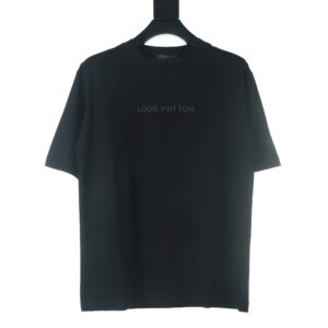 高仿LV*1AFR0047壓膠字母短袖T恤黑色