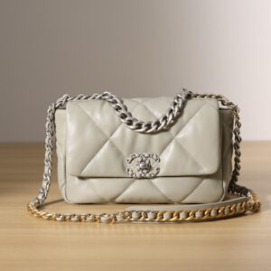 高仿Chanel*19Bag系列羊皮單肩包灰色免檢版