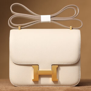 原單Hermes單肩斜挎包Constance系列奶油K金釦
