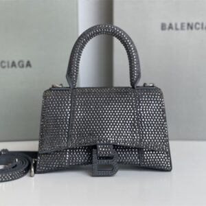 高仿Balenciaga*Hourglass系列沙漏包滿鑽灰色XS