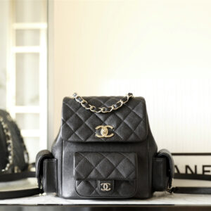 Chanel高仿背包23K系列坦克炸藥包黑淡金大號免檢版