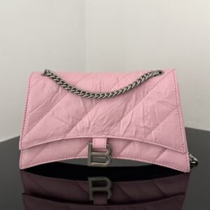 高仿Balenciaga*Crush系列衍縫線小牛皮粉色XS