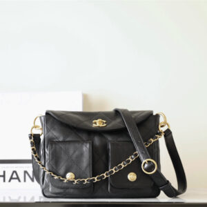 高仿Chanel*24P系列AS4743夾層郵差包黑色小號免檢版