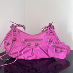 高仿Balenciaga*LeCagole系列餃子包玫紅色S