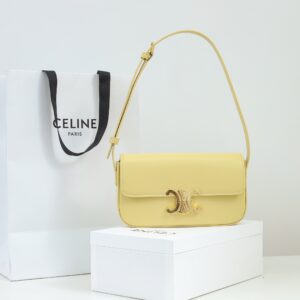 高仿Celine*Triomphe系列手袋194143黃色免檢版
