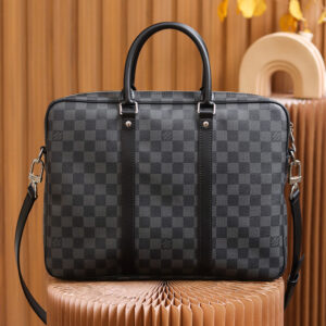 高仿LV男款公文包棋盤格帆布免檢版