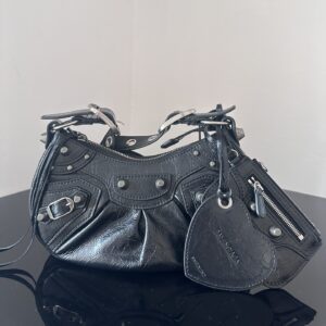 高仿Balenciaga*LeCagole朋克單肩包黑色XS