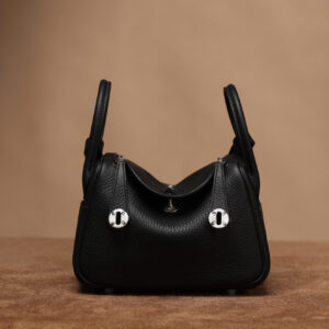 高仿HermesLindy單肩包原廠皮革黑色銀扣