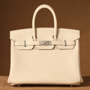 高仿HermesBirkin25柏金包獨家渠道奶昔白銀扣