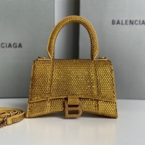高仿Balenciaga*Hourglass系列沙漏包滿鑽金色XS