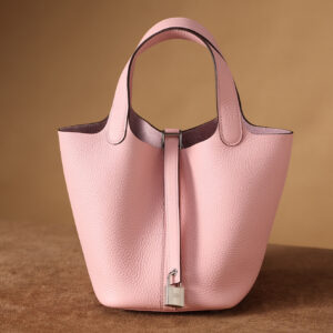 高仿Hermes菜籃子PicotinLock18系列櫻花粉銀扣