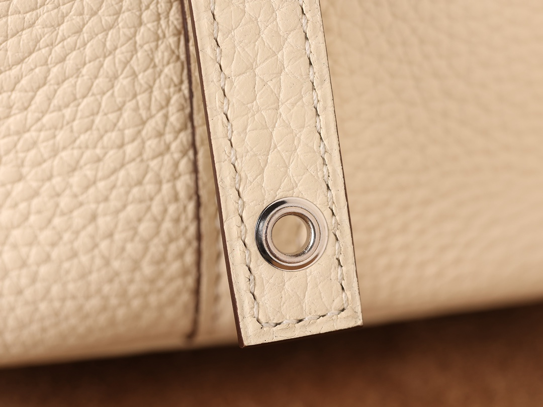高仿奢侈品Hermes水桶包奶昔白銀扣原廠皮革 - Image 9