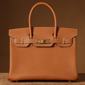 獨家純手工縫製高仿HermesBirkin30系列金棕金扣
