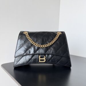 高仿BalenciagaCrush系列鏈條包黑金S