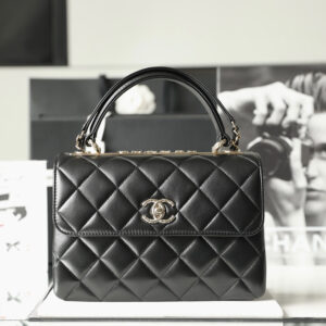 奢侈品高仿Chanel手柄口蓋包淡金扣免檢版