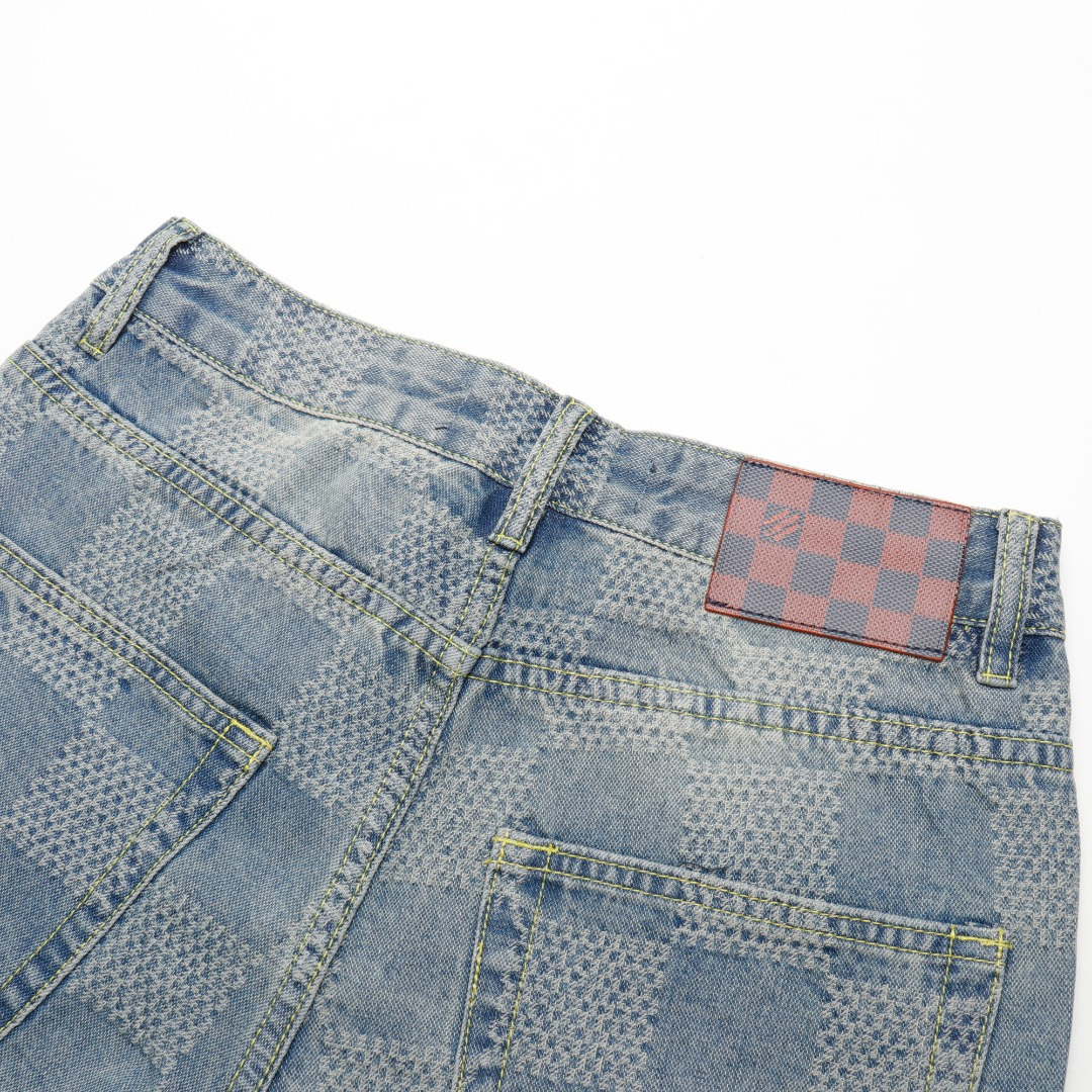 高仿LV*Damier系列1AFI22棋盤格牛仔長褲 - Image 4