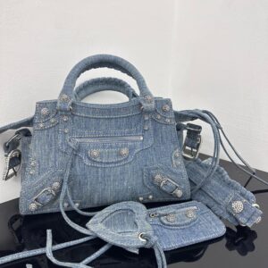 高仿Balenciaga*NeoCagole系列機車包牛仔藍