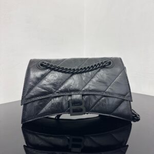 高仿BalenciagaCrush沙漏包油蠟黑XS