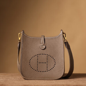 高仿HermesEvelyne單肩斜跨包大象灰金扣