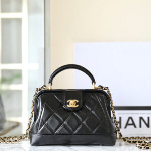 高仿Chanel*24A系列AS4958拋光小羊皮單肩包黑色免檢版