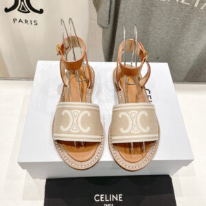 高仿Celine*357932351圓頭露趾涼鞋棕色免檢版