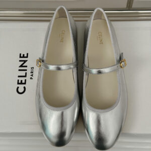 高仿Celine*345703555復古瑪麗珍單鞋金屬漆銀色免檢版