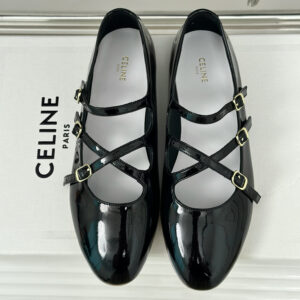 高仿Celine*360194583塔扣瑪麗珍單鞋小牛皮漆皮黑色免檢版
